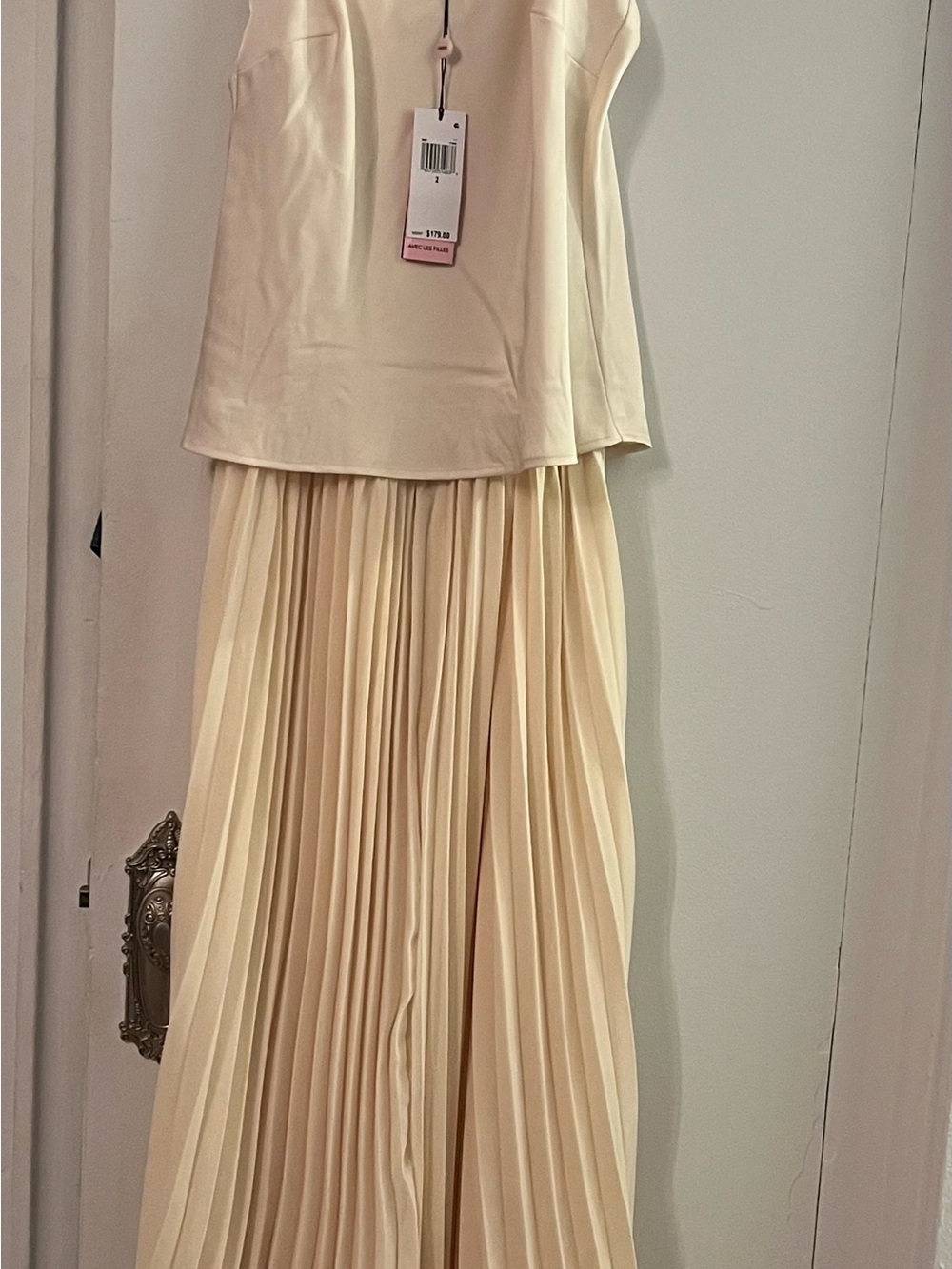 Avec Les Filles Cream Pleated Maxi Skirt